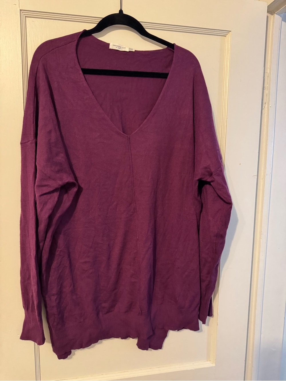 Chic Soul Purple V-Neck Lightweight Pullover Sweater
